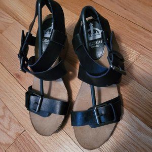Crown Vintage. Black Wedge Heel Sandals. Size 8.